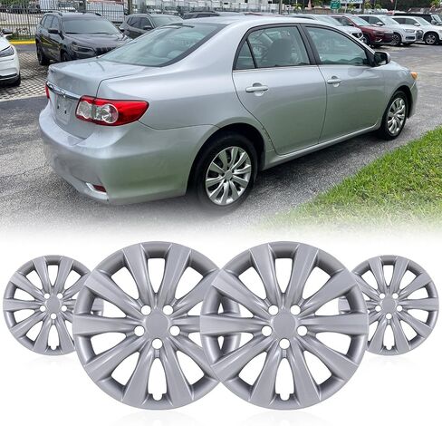 WOLFSTORM 16" Hubcaps for Toyota Corolla 2017-2019 Steel Wheels, R16 Car Hubcaps Snap On Installation 16 Inch Wheel Rim Cover Set of 4, w/o Decoration Nuts, Silver in Kuwait