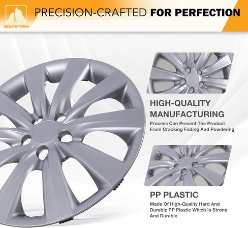 WOLFSTORM 16" Hubcaps for Toyota Corolla 2017-2019 Steel Wheels, R16 Car Hubcaps Snap On Installation 16 Inch Wheel Rim Cover Set of 4, w/o Decoration Nuts, Silver in Kuwait