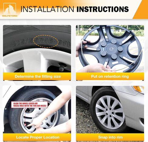 WOLFSTORM 16" Hubcaps for Toyota Corolla 2017-2019 Steel Wheels, R16 Car Hubcaps Snap On Installation 16 Inch Wheel Rim Cover Set of 4, w/o Decoration Nuts, Silver in Kuwait