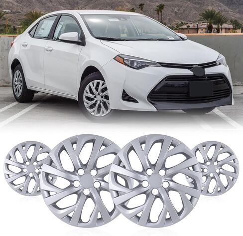 WOLFSTORM 16" Hubcaps for Toyota Corolla 2017-2019 Steel Wheels, R16 Car Hubcaps Snap On Installation 16 Inch Wheel Rim Cover Set of 4, w/o Decoration Nuts, Silver in Kuwait