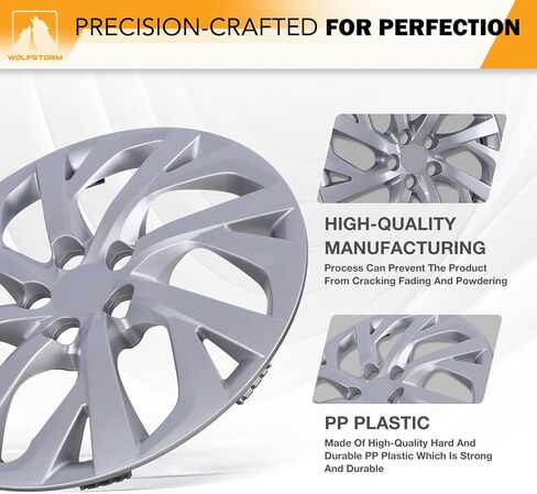 WOLFSTORM 16" Hubcaps for Toyota Corolla 2017-2019 Steel Wheels, R16 Car Hubcaps Snap On Installation 16 Inch Wheel Rim Cover Set of 4, w/o Decoration Nuts, Silver in Kuwait