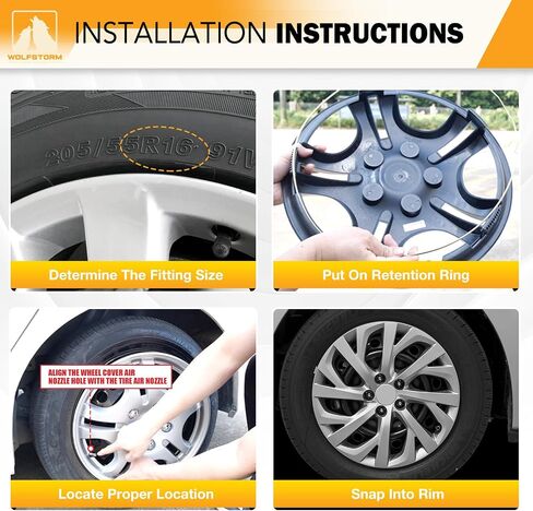 WOLFSTORM 16" Hubcaps for Toyota Corolla 2017-2019 Steel Wheels, R16 Car Hubcaps Snap On Installation 16 Inch Wheel Rim Cover Set of 4, w/o Decoration Nuts, Silver in Kuwait