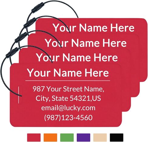 Custom Luggage Tags for Suitcases|Personalized Metal Luggage Name Tags(Pack of 4)|Cruise Luggage Tag Holder|Heavy Duty Durable Travel NameTags,Bag Tags,Presents for Family (Red, Large) in Kuwait
