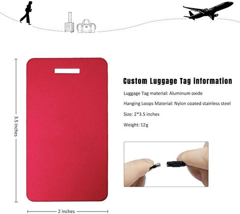 Custom Luggage Tags for Suitcases|Personalized Metal Luggage Name Tags(Pack of 4)|Cruise Luggage Tag Holder|Heavy Duty Durable Travel NameTags,Bag Tags,Presents for Family (Red, Large) in Kuwait