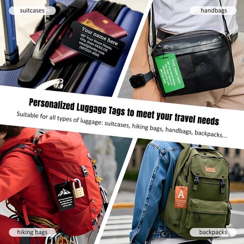 Custom Luggage Tags for Suitcases|Personalized Metal Luggage Name Tags(Pack of 4)|Cruise Luggage Tag Holder|Heavy Duty Durable Travel NameTags,Bag Tags,Presents for Family (Red, Large) in Kuwait
