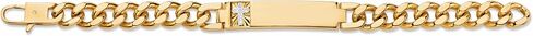 PalmBeach Men's Yellow Gold-plated Genuine Diamond Accent Personalized Cross Curb Link Bracelet (11mm), Lobster Claw Clasp, 8 inches in Saudi Arabia
