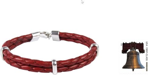 Novica Artisan Handmade Men Men Men Praced Bracelet Jewelry with Sterling Silver Red Peru Modern [8.25 in l x 0.5 in w] in Saudi Arabia