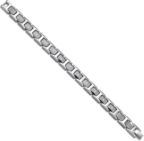 Gem Stone King Men’s 0.33 cttw Diamond Brush Finished Tungsten Link Bracelet with Shiny Polished Connector Links and 11 White Lab Grown Diamonds in Saudi Arabia