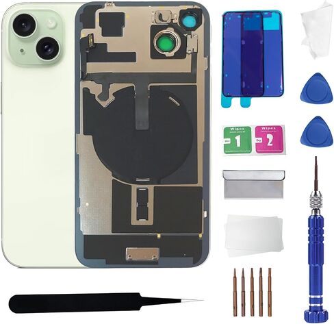 15Plus Back Glass Replacement with Wireless Charging Flex Cable and Camera Frame All Parts for iPhone 15 Plus(6.7Inch,Blue) Replacement of Equipment Waterproof Tape in Saudi Arabia