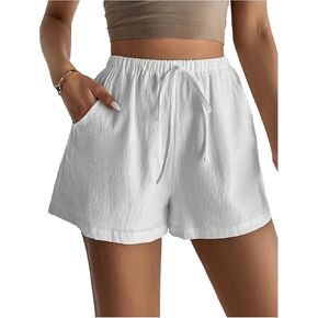 Floerns Women's Knot Front Elastic Waist Shorts Wide Leg Casual Shorts with Pocket in Saudi Arabia