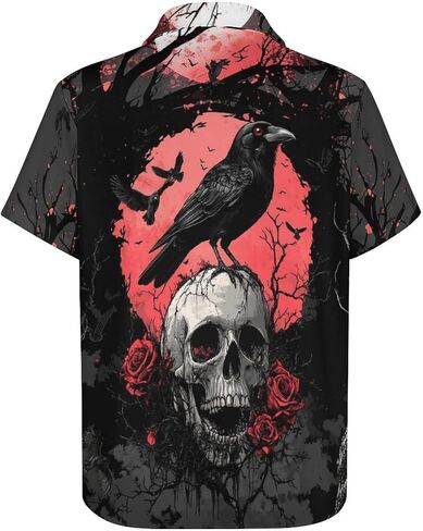 Novelty Cool Skull Button Down Shirt Funny Fashion Graphic Hawaiian Shirt in Saudi Arabia