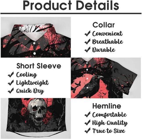 Novelty Cool Skull Button Down Shirt Funny Fashion Graphic Hawaiian Shirt in Saudi Arabia