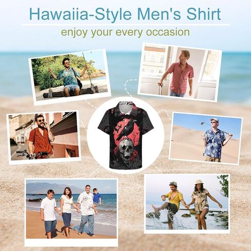 Novelty Cool Skull Button Down Shirt Funny Fashion Graphic Hawaiian Shirt in Saudi Arabia