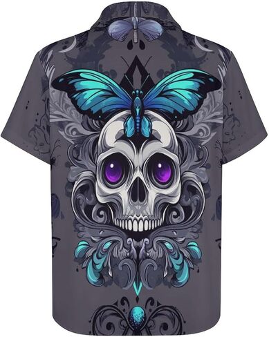 Novelty Cool Skull Button Down Shirt Funny Fashion Graphic Hawaiian Shirt in Saudi Arabia