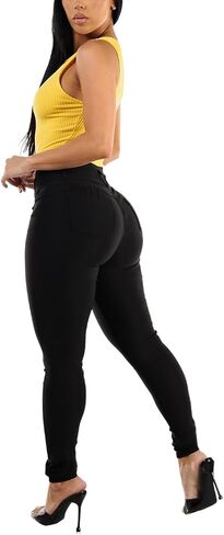 Moda Xpress Womens Juniors High Waisted Butt Lifting Navy Skinny Pants - Levantacola High Rise Pants in Saudi Arabia