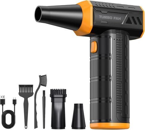 Compressed-air-Duster-Mini-Jet-Blower-Keyboard Cleaner-air Blower 300000 RPM -10000mAH-Replace can of air-car air dusters-Electric pc Duster-Turbo Fan-Cordless Cleaning Kits (Black) in Kuwait