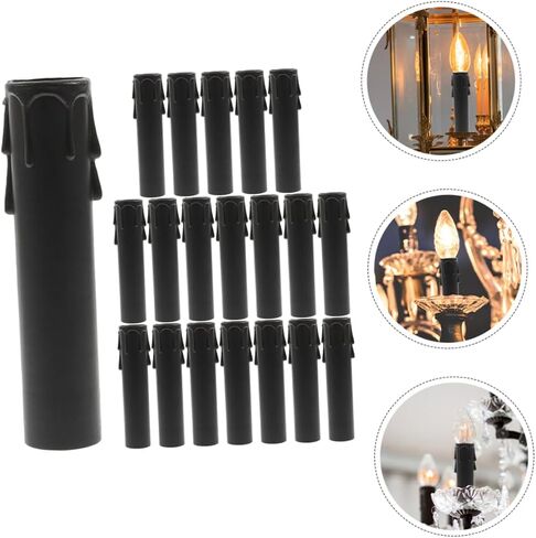 GLEAVI 20Pcs Plastic Candle Drip Covers for Chandelier Wall Light Fixtures Replacement Candle Socket Sleeves with Wax Dripping Effect for Home Decor Seasonal in Saudi Arabia