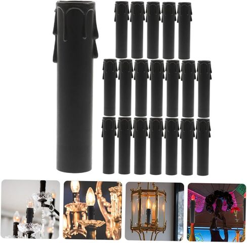 GLEAVI 20Pcs Plastic Candle Drip Covers for Chandelier Wall Light Fixtures Replacement Candle Socket Sleeves with Wax Dripping Effect for Home Decor Seasonal in Saudi Arabia