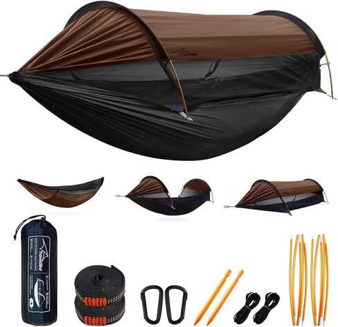 Camping Hammock Tent with Mosquito Net and Sunshade, Extra Large for 2 Person, Lightweight Hanging Hammocks Tree Straps, Bivvy Ground Tent for Outside, Hiking, and Travel in Kuwait