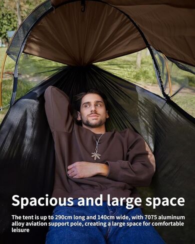 Camping Hammock Tent with Mosquito Net and Sunshade, Extra Large for 2 Person, Lightweight Hanging Hammocks Tree Straps, Bivvy Ground Tent for Outside, Hiking, and Travel in Kuwait