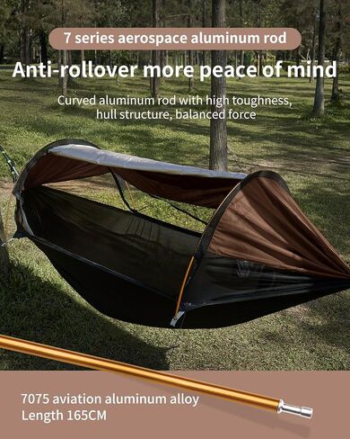 Camping Hammock Tent with Mosquito Net and Sunshade, Extra Large for 2 Person, Lightweight Hanging Hammocks Tree Straps, Bivvy Ground Tent for Outside, Hiking, and Travel in Kuwait