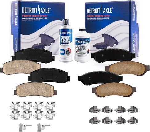 Detroit Axle - Brake Pads for 2005-2012 Ford F-250 F-350 Super Duty, Front and Rear Ceramic Brake Pads w/Hardware 2006 2007 2008 2009 2010 2011 Replacement in Saudi Arabia