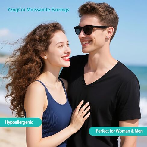 أقراط مسمار مويسانيت ، مختبر تم إنشاؤه D VVS1 Round Cut ، 925 Sterling Silver Rhodium ، هدايا للمجوهرات للنساء الرجال in Kuwait