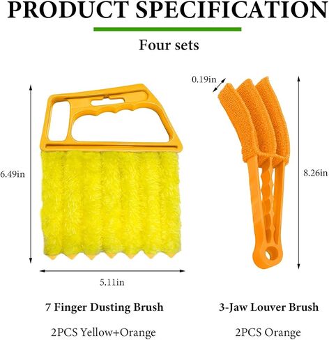 2 PCS Blind Cleaner Duster Tool, Window Venetian Hand-held 7 Finger Dusting Cleaner Brush, Blinds Cleaning Brush Tool for Window Shutters Air Conditioner, Car Accessories (Blue+Green) in Saudi Arabia