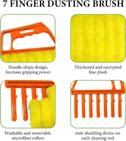 2 PCS Blind Cleaner Duster Tool, Window Venetian Hand-held 7 Finger Dusting Cleaner Brush, Blinds Cleaning Brush Tool for Window Shutters Air Conditioner, Car Accessories (Blue+Green) in Saudi Arabia