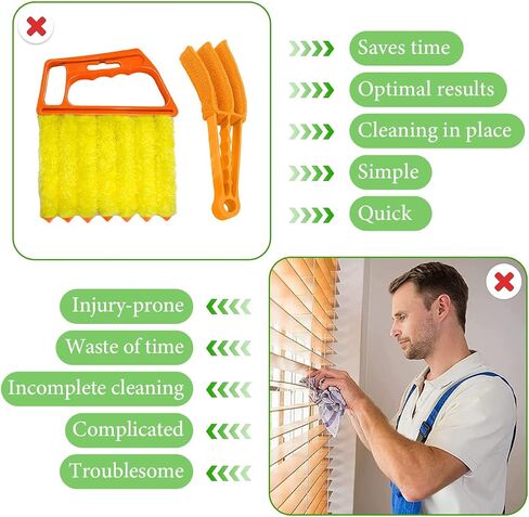 2 PCS Blind Cleaner Duster Tool, Window Venetian Hand-held 7 Finger Dusting Cleaner Brush, Blinds Cleaning Brush Tool for Window Shutters Air Conditioner, Car Accessories (Blue+Green) in Saudi Arabia