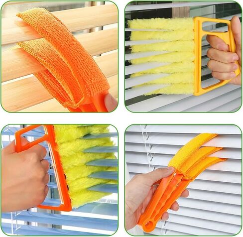 2 PCS Blind Cleaner Duster Tool, Window Venetian Hand-held 7 Finger Dusting Cleaner Brush, Blinds Cleaning Brush Tool for Window Shutters Air Conditioner, Car Accessories (Blue+Green) in Saudi Arabia