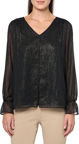 Kasper Women's Ls Double Layer Blouse W Shirred Yoke in Kuwait