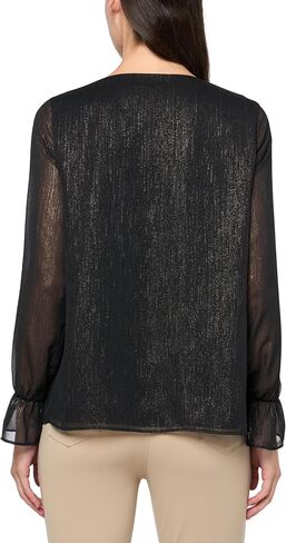 Kasper Women's Ls Double Layer Blouse W Shirred Yoke in Kuwait