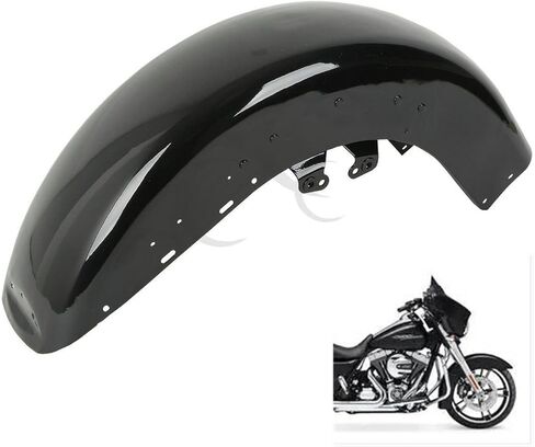 TCMT Front Fender W/Trims & Tip Tip Light Assembly مجموعة من أجل Harley Touring Flht Electra Glide Classic 89-13 Road King Custom 04-06 Tri Glide Ultra Classic 09-13 Painted Black in Saudi Arabia