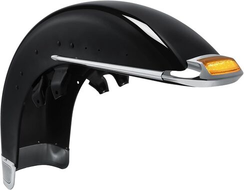 TCMT Front Fender W/Trims & Tip Tip Light Assembly مجموعة من أجل Harley Touring Flht Electra Glide Classic 89-13 Road King Custom 04-06 Tri Glide Ultra Classic 09-13 Painted Black in Kuwait