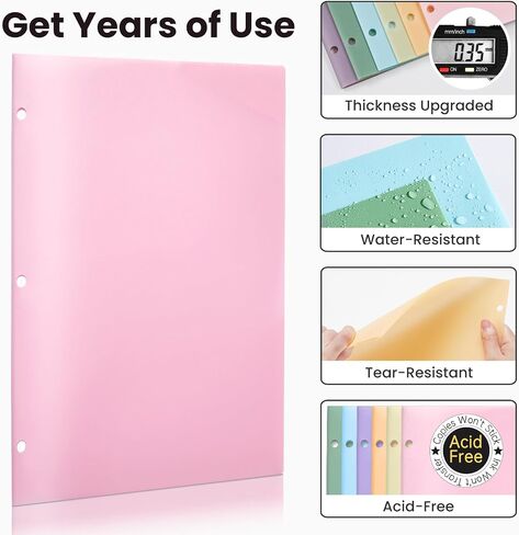 Sooez Plastic 3 Hole Punch Folders with Reference Guide, 5 Pack Heavy Duty 4 Pocket Folders with Holes, Folders with Pockets 3 Hole Punched, Stores Well in 3-Ring Binders, 5 Primary Colors in Saudi Arabia