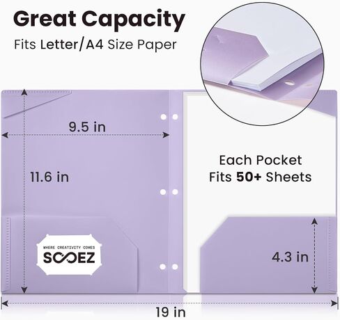 Sooez Plastic 3 Hole Punch Folders with Reference Guide, 5 Pack Heavy Duty 4 Pocket Folders with Holes, Folders with Pockets 3 Hole Punched, Stores Well in 3-Ring Binders, 5 Primary Colors in Saudi Arabia