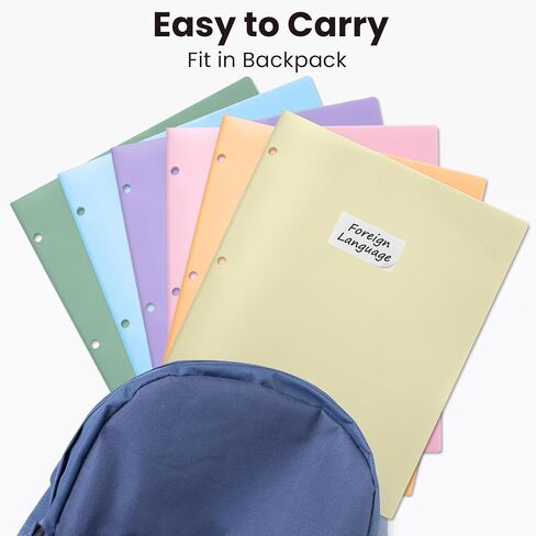 Sooez Plastic 3 Hole Punch Folders with Reference Guide, 5 Pack Heavy Duty 4 Pocket Folders with Holes, Folders with Pockets 3 Hole Punched, Stores Well in 3-Ring Binders, 5 Primary Colors in Saudi Arabia