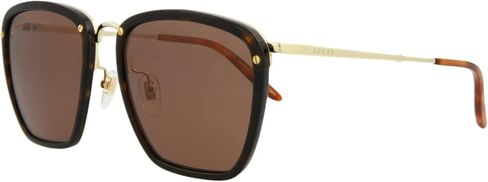Gucci Square/Rectangle Sunglasses Havana Gold Brown Eyewear المصنوعة في اليابان أسيتات مصمم إطار الأزياء للرفاهية اليومية in Saudi Arabia