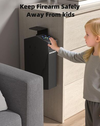 Biometric Pistol Safe Fingerprint Quick Access Gun Safe for Handgun, Drop Down Mounted with 3 Ways Unlock Gun Lock Box for Car, Nightstand, Desk, Wall, Dresser in Saudi Arabia