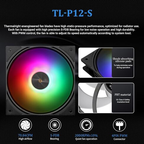 Thermalright FW 240 Black ARGB V2-240mm AIO CPU Liquid Cooler,IPS LCD Screen with 320 * 240 Resolution,for AM4/AM5&Intel LGA1700,"2.4 inch"Screen for Images and Double Fans-Black ARGB in Saudi Arabia