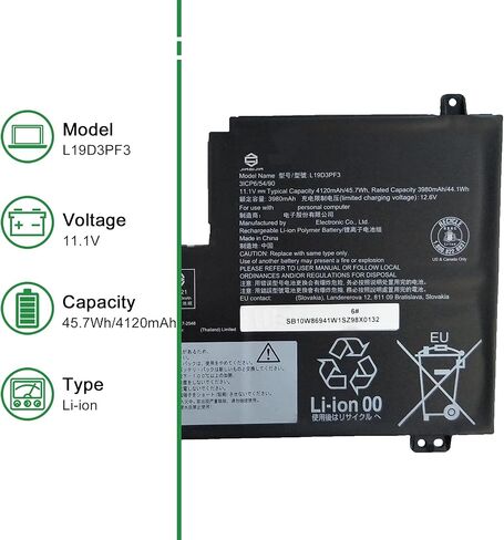 L19C3PD6 SB10X49078 5B10X49073 استبدال بطارية الكمبيوتر المحمول لينوفو IdeaPad فليكس 5-15IIL05 5-15ITL05 5-15ALC05 5-14ALC05 5-14IIL05 5-14ITL05 سلسلة L19L3PD6 L19M3PD6 L19D3PD6 11.52V 52. 5 وات in Saudi Arabia