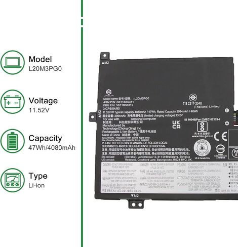 L19C3PD6 SB10X49078 5B10X49073 استبدال بطارية الكمبيوتر المحمول لينوفو IdeaPad فليكس 5-15IIL05 5-15ITL05 5-15ALC05 5-14ALC05 5-14IIL05 5-14ITL05 سلسلة L19L3PD6 L19M3PD6 L19D3PD6 11.52V 52. 5 وات in Saudi Arabia
