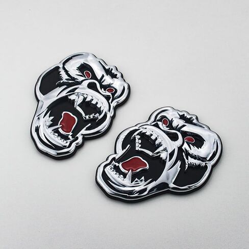2 Pcs Metal ngry Gorilla Ape Angry Side Rear Emblems 3D Badge Car Truck Motorcycles Decal Sticker (Silver Black) in Kuwait