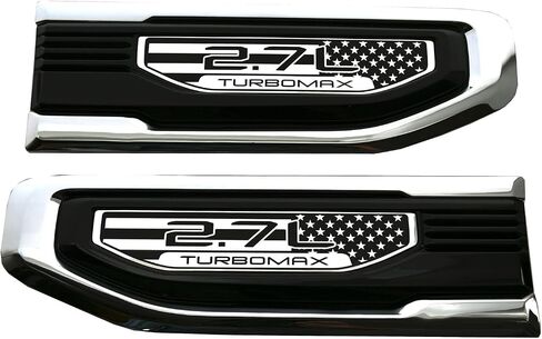 Pair Driver Driver Side Passenger Emblems متوافقة مع 2019-2025 Sierra 1500 2.7L Turbo-Max 86532094 (خط Chrome) in Kuwait