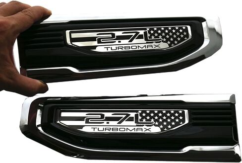 Pair Driver Driver Side Passenger Emblems متوافقة مع 2019-2025 Sierra 1500 2.7L Turbo-Max 86532094 (خط Chrome) in Kuwait