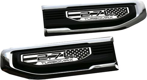Pair Driver Driver Side Passenger Emblems متوافقة مع 2019-2025 Sierra 1500 2.7L Turbo-Max 86532094 (خط Chrome) in Kuwait