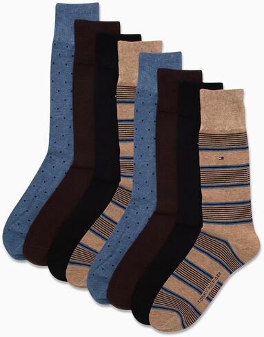 Tommy Hilfiger Mens Dress Socks-8 Pack Stylish Crew Socks for Men ، Treatable ، Wicking and Respressable ، Size 7-12 in Saudi Arabia