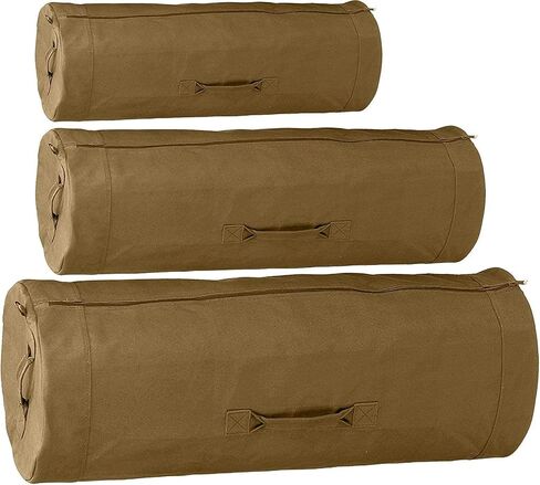 Heavy Duty Cotton Canvas SIDE ZIPPER Duffle Bag with Pin - Olive Drab, Standard - 36" x 13" x 13" in Saudi Arabia
