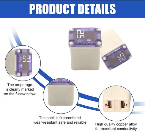 10PCS 30Amp Car Micro Cartridge Fuses, Car Low Profile Mini Box Shaped Fuse, Vehicle Square Female Fuse Accessories, Slow Blow FMM Mcase Type Fuses Replacement for SUV, Sedan, Truck (30 Amp) in Saudi Arabia